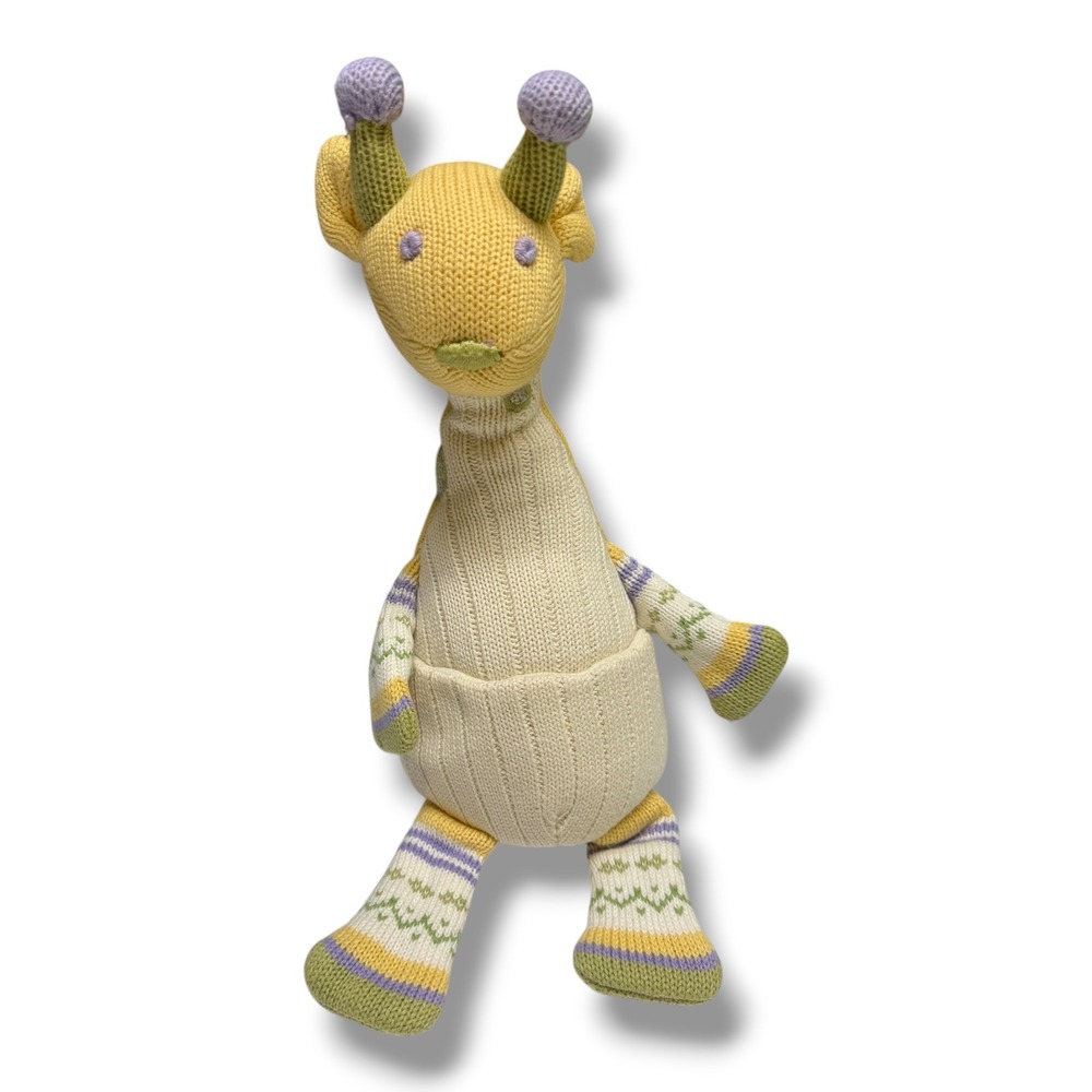 Pottery Barn Kids Giraffe Plush‎ Sweater Knit Weight Stuffed Animal Yellow Green